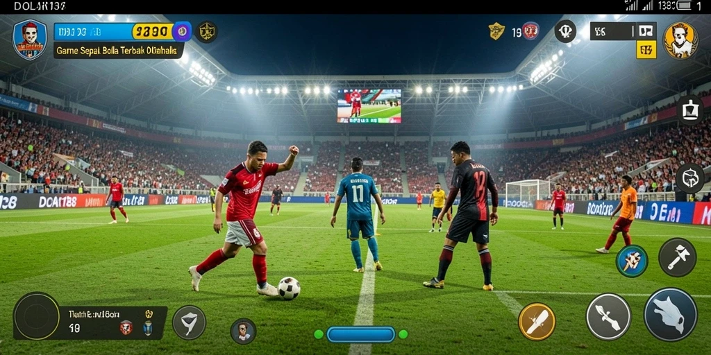 Tampilan gameplay DOLAR138 yang mendebarkan di lapangan sepak bola.
