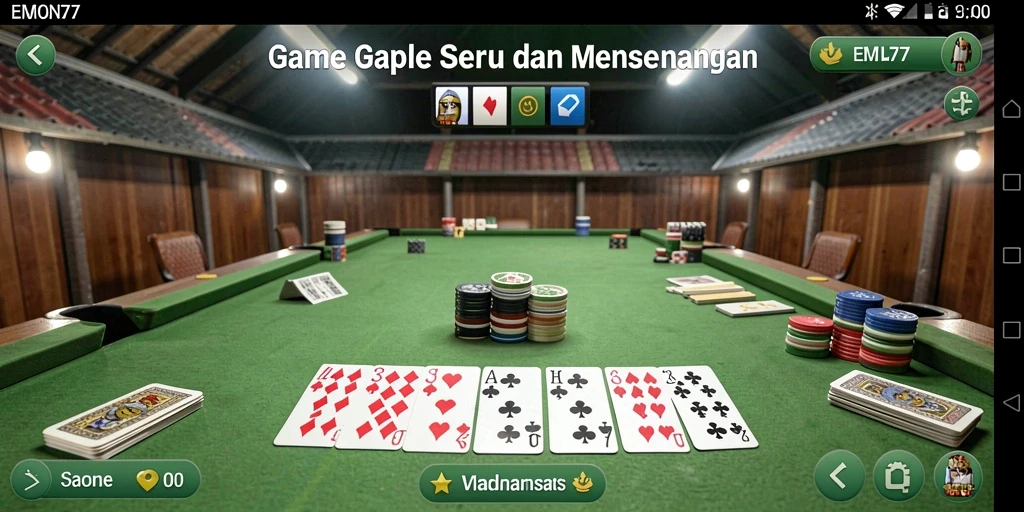 Screenshot gameplay EMON77 menampilkan keseruan bermain Gaple.
