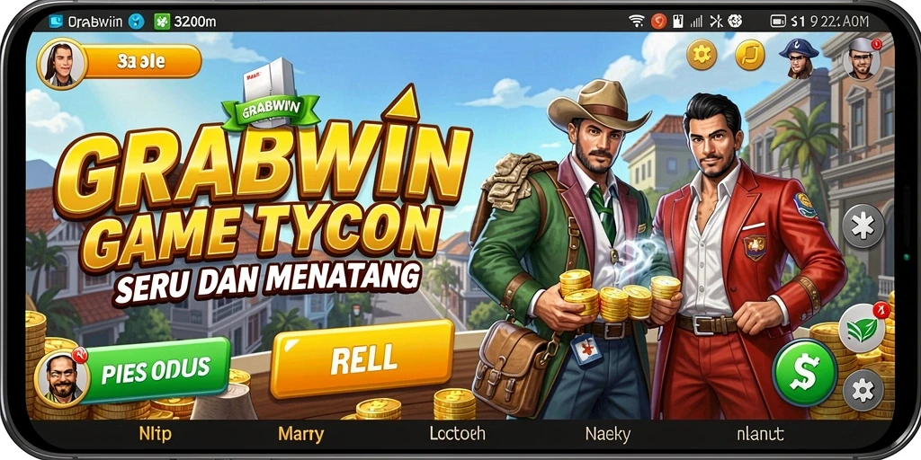 Tampilan gameplay GRABWIN dengan elemen Tycoon yang menarik.