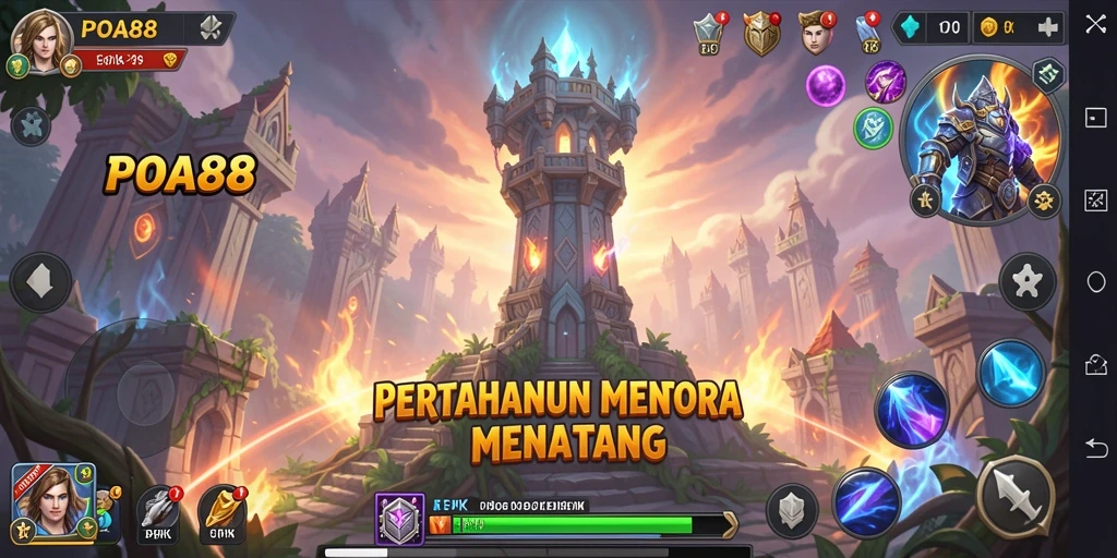Tampilan gameplay menegangkan dari POA88 dalam aksi Tower Defense.