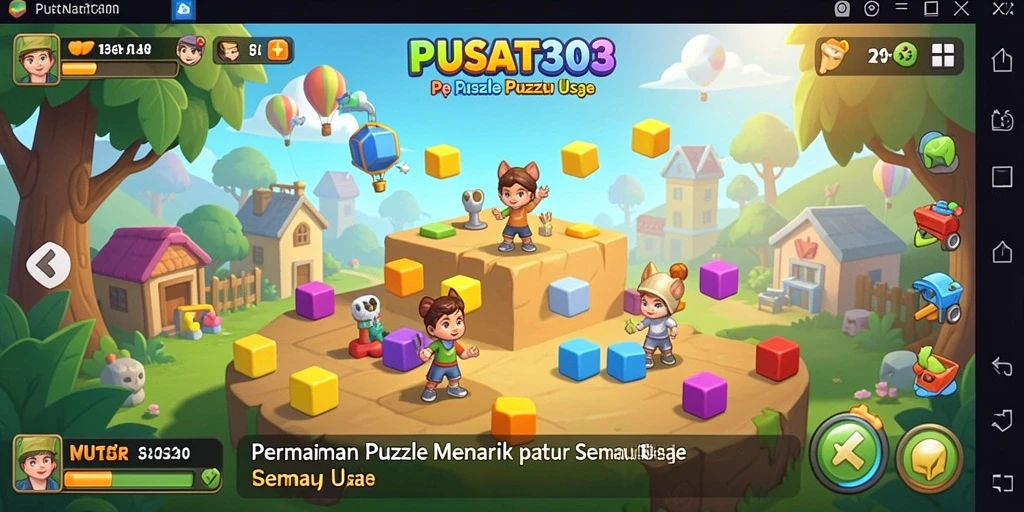 Tampilan screenshot menunjukkan gameplay puzzle yang menarik dan kreatif.