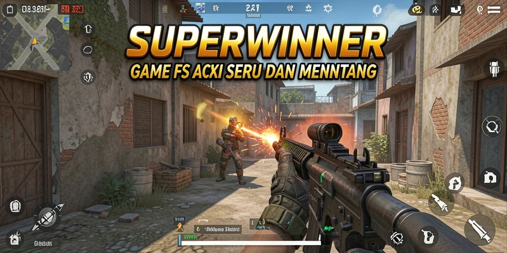 Gameplay seru SUPERWINNER dengan aksi FPS intens.
