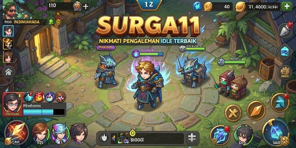 Tampilan layar gameplay SURGA11, menunjukkan fitur Idle yang menarik.